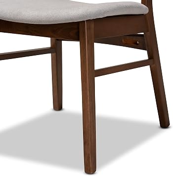 Baxton Studio Alston Mid-Century Modern Grey Fabric Upholstered and Walnut Brown Finished Wood 5-Piece Dining Set