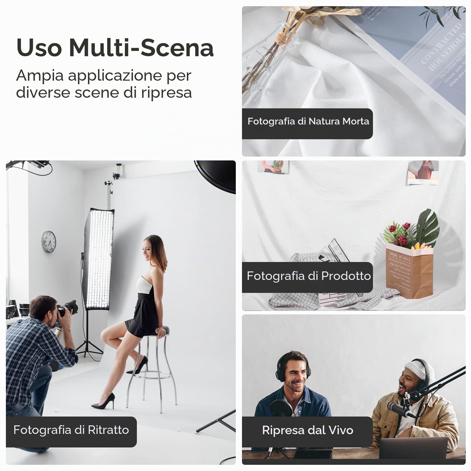 Sfondo fotografico, 3 x 3,9 m, bianco, per studio fotografico, non riflettente, in poliestere, bianco, per video, televisione, studio fotografico (solo sfondo)