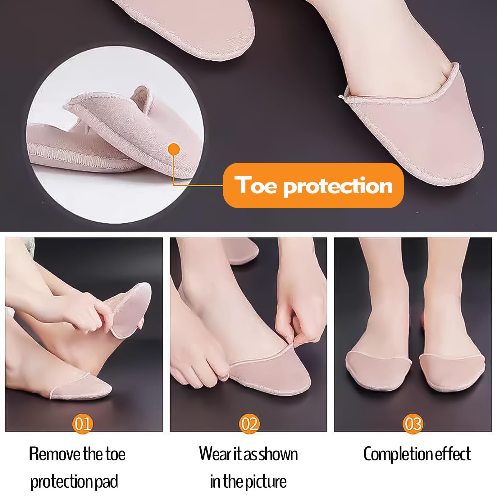 LAQWYNKB protector dedos pie, Puntera para Zapatos de Punta Protectores de Puntas para Ballet Plantillas Antideslizantes Protector Dedos Pies para Mujeres y Niñas, Rosa Claro