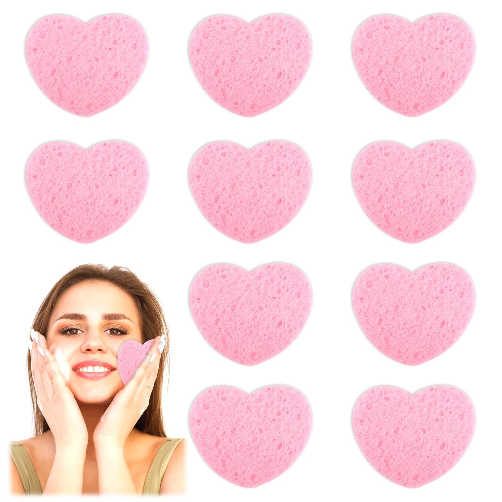 Lotnut 10 Piezas Esponja Facial, Esponja Desmaquillante Facial, Esponjas Faciales Comprimidas, Esponja Limpieza Facial para Limpieza Facial Masaje Exfoliación de Poros Máscara Maquillaje
