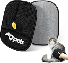 Qpets® Pet Hair Removal Gloves, Static-Enhanced Pet Hair Removal Mitt, Reusable Grooming Mitt Cleaning Glove for Furniture, Carpets, Car Seats & Gentle Massage for Dogs Cats (23.5x18cm)