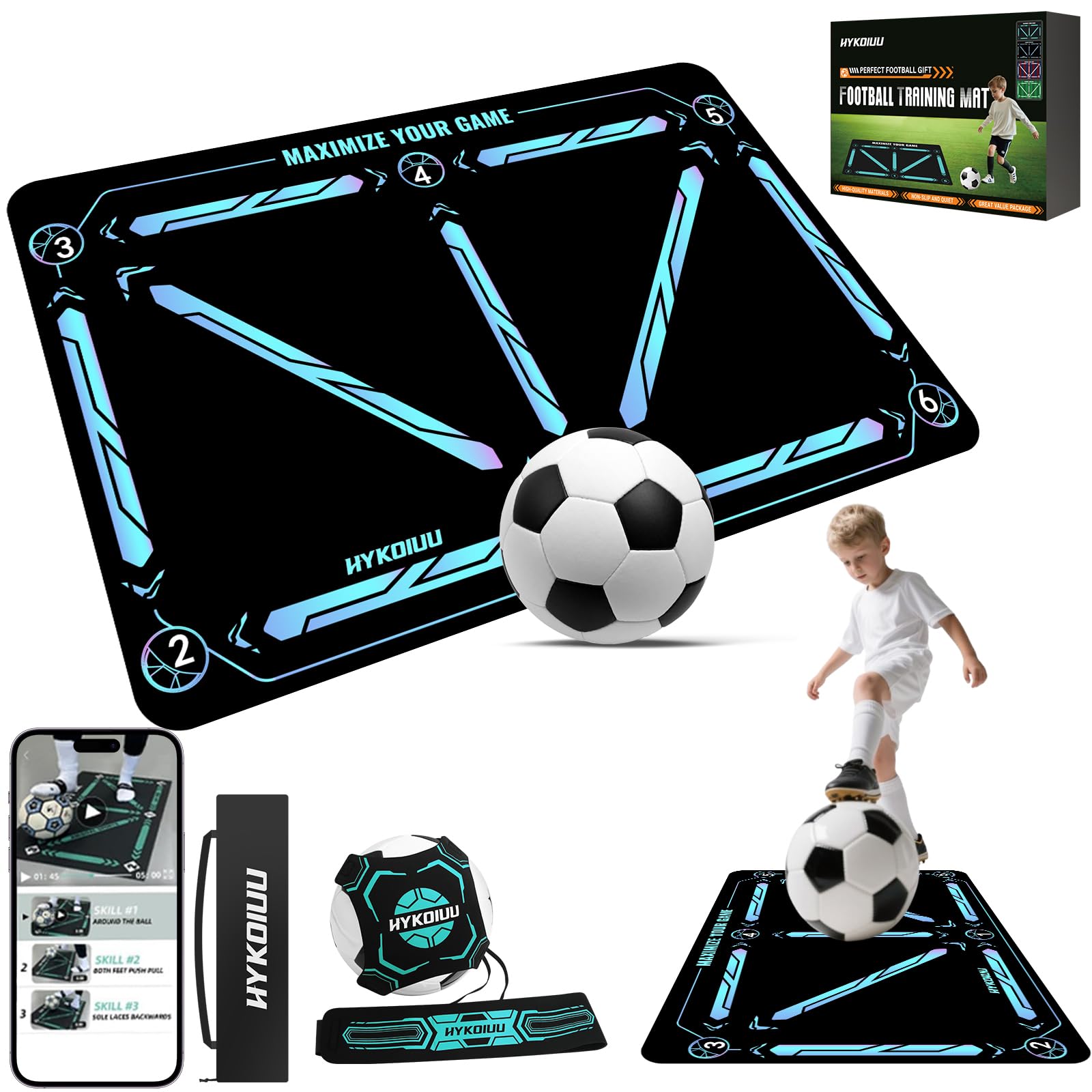 Fussball Matte Mit Trainingsvideo Rutschfest Silent Fussballmatte Training Kinder – Trainingsmatte Für Ballkontrolle & Schritt-übungen Stoßdämpfende Fußball Trainingsmatte Trainingszubehör
