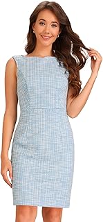 Tweed Dress for Women's Summer Sleeveless Elegant Plaid Bodycon Dresses