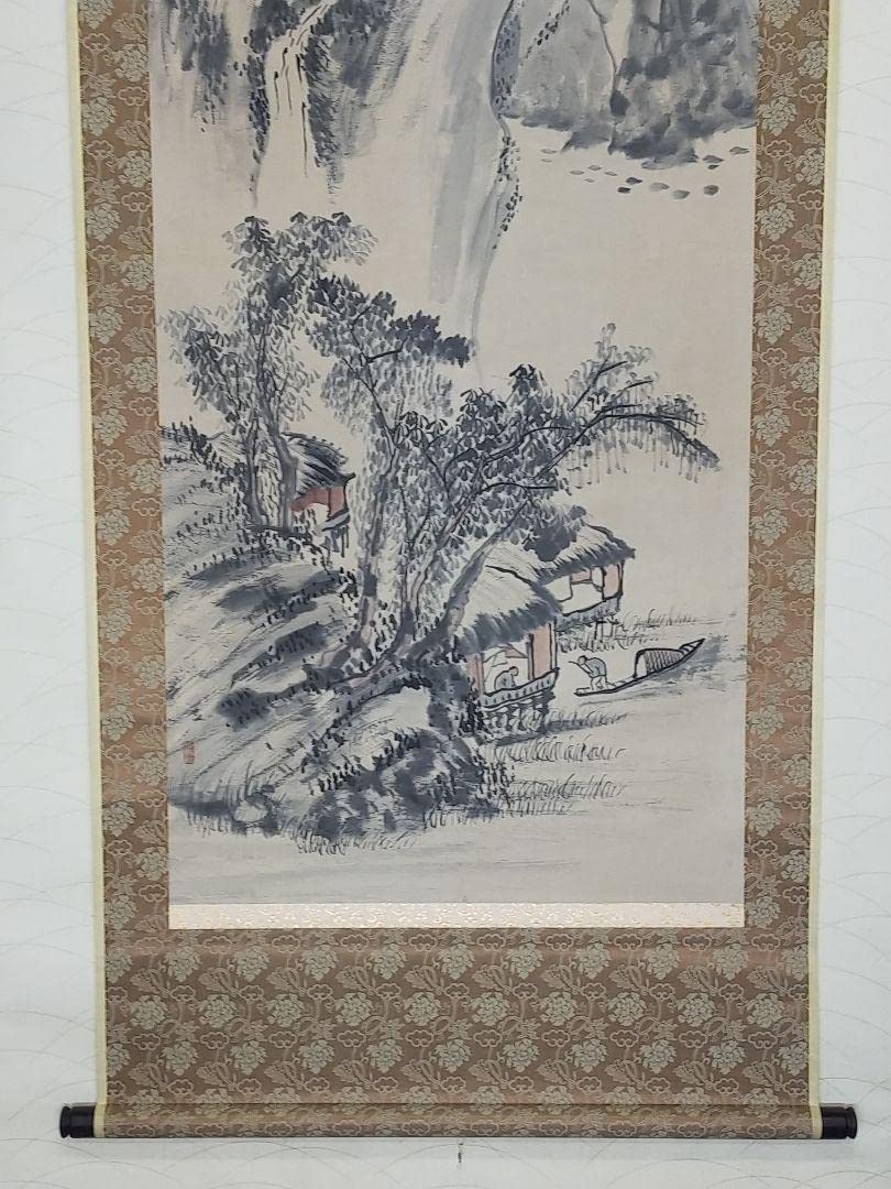 Amazon.co.jp: 掛軸 吉嗣拝山 山水図 木箱付き 掛け軸 骨董品