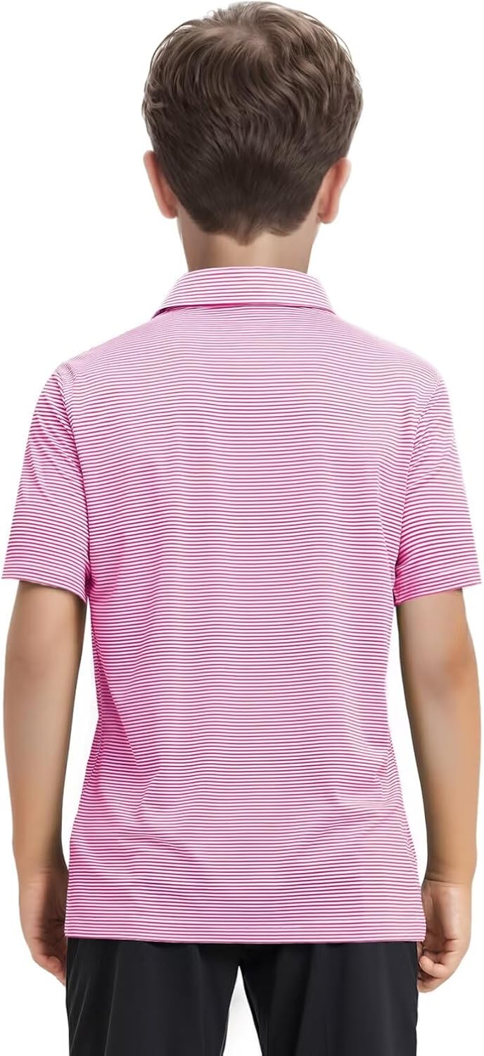 Boys Polo Shirts Short Sleeve Striped Performance Moisture Wicking Dry Fit Golf Shirts for Boys Youth Kids - Image 4