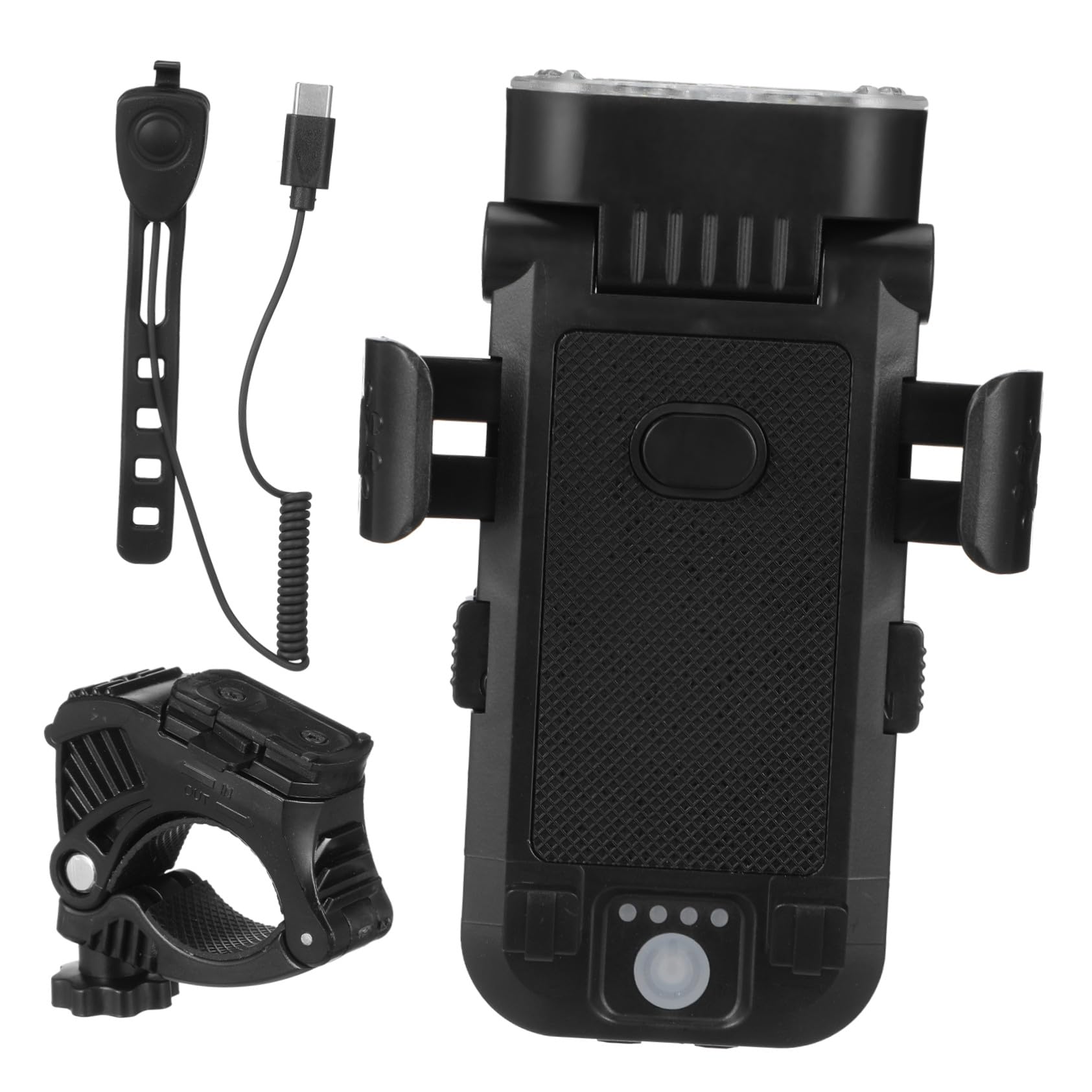 Supporto Smartphone per Bici con LED Ultra Luminosa Ricaricabile USB Anteriore e Speaker Integrato per Mountain Bike e Notturno