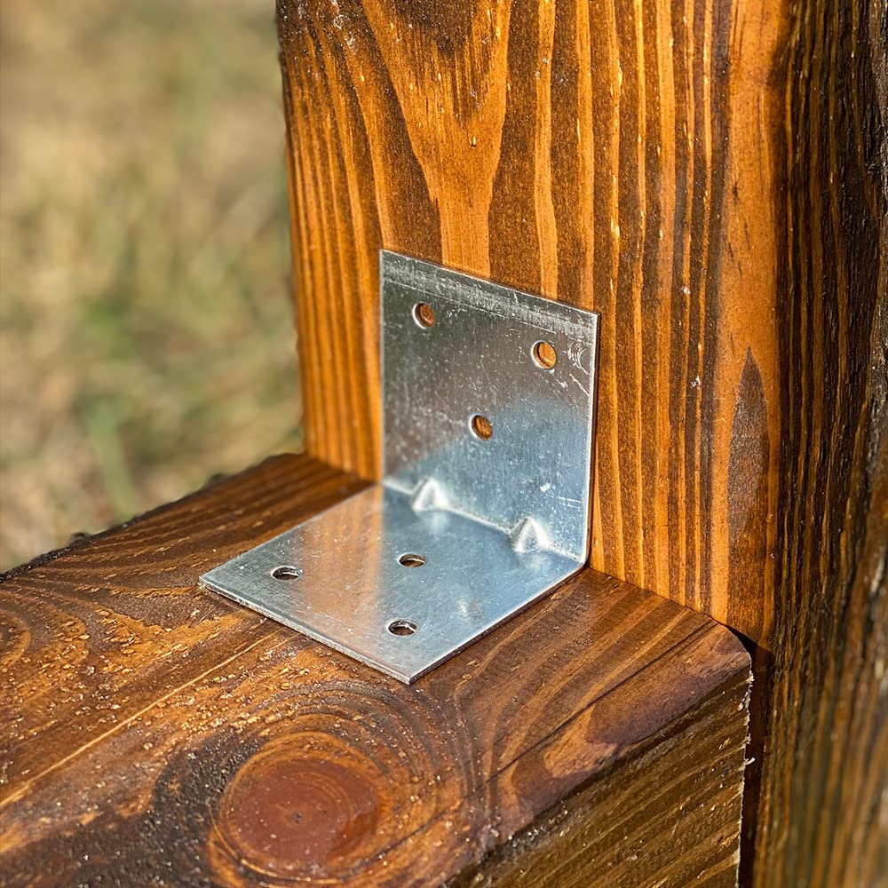 VHG Connettore Angolare Con Bordo, Set Da 15 Pezzi (50 X 50 X 1,5), 90 Gradi L, Staffe Angolari, Connettori In Legno Zincato, Rinforzo Per Angoli Di Costruzione In Legno Per Connettori - Foto 14