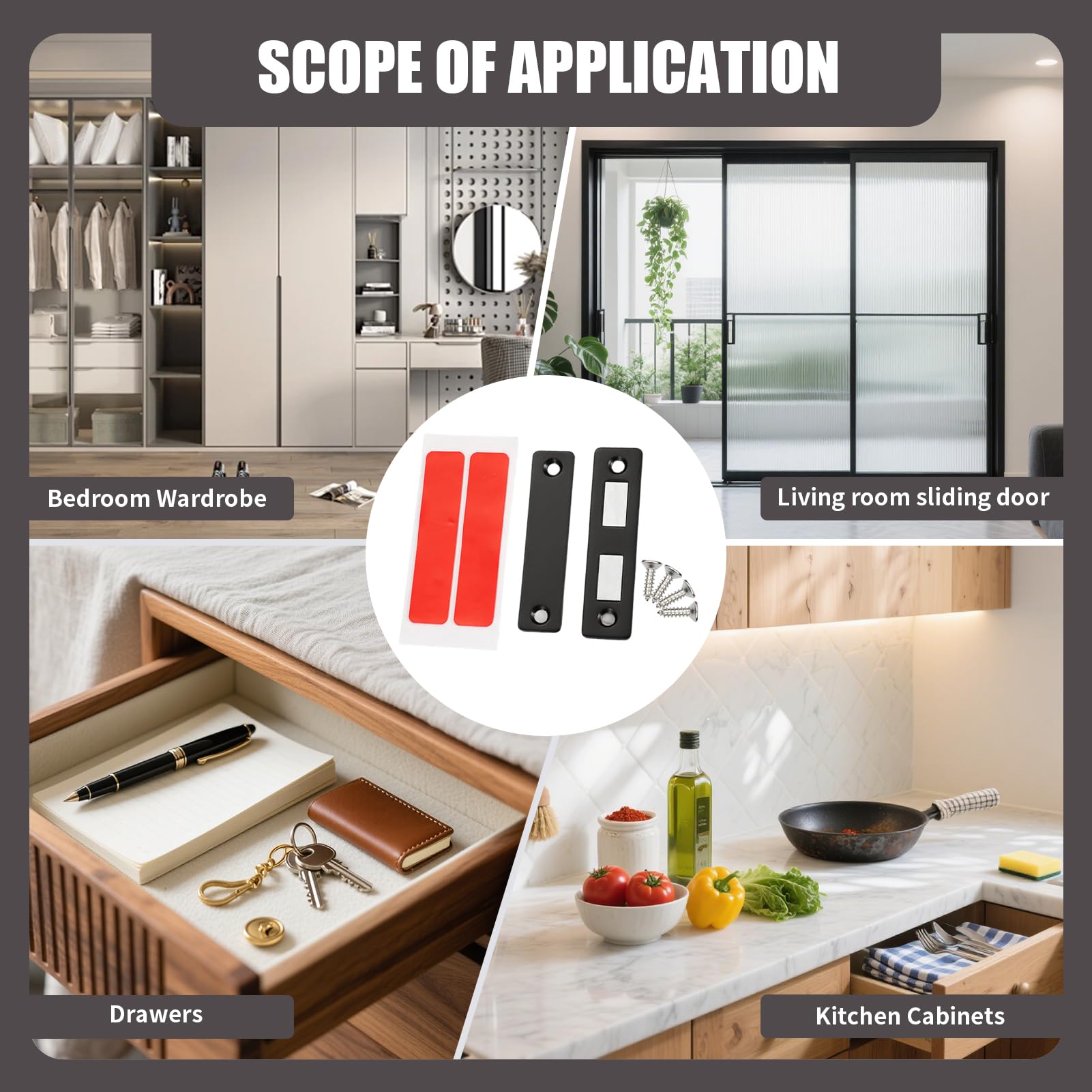 4 Pack Cabinet Door Magnets, Magnetic Door Catch Ultra-Thin Design for Furniture Wardrobe, and Cupboard Doors - Image 3