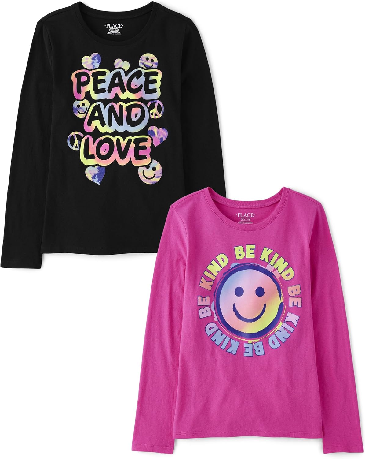The Children’s Place Girls’ Kindness,Love,Equality Long Sleeve Graphic T-Shirts,multipacks