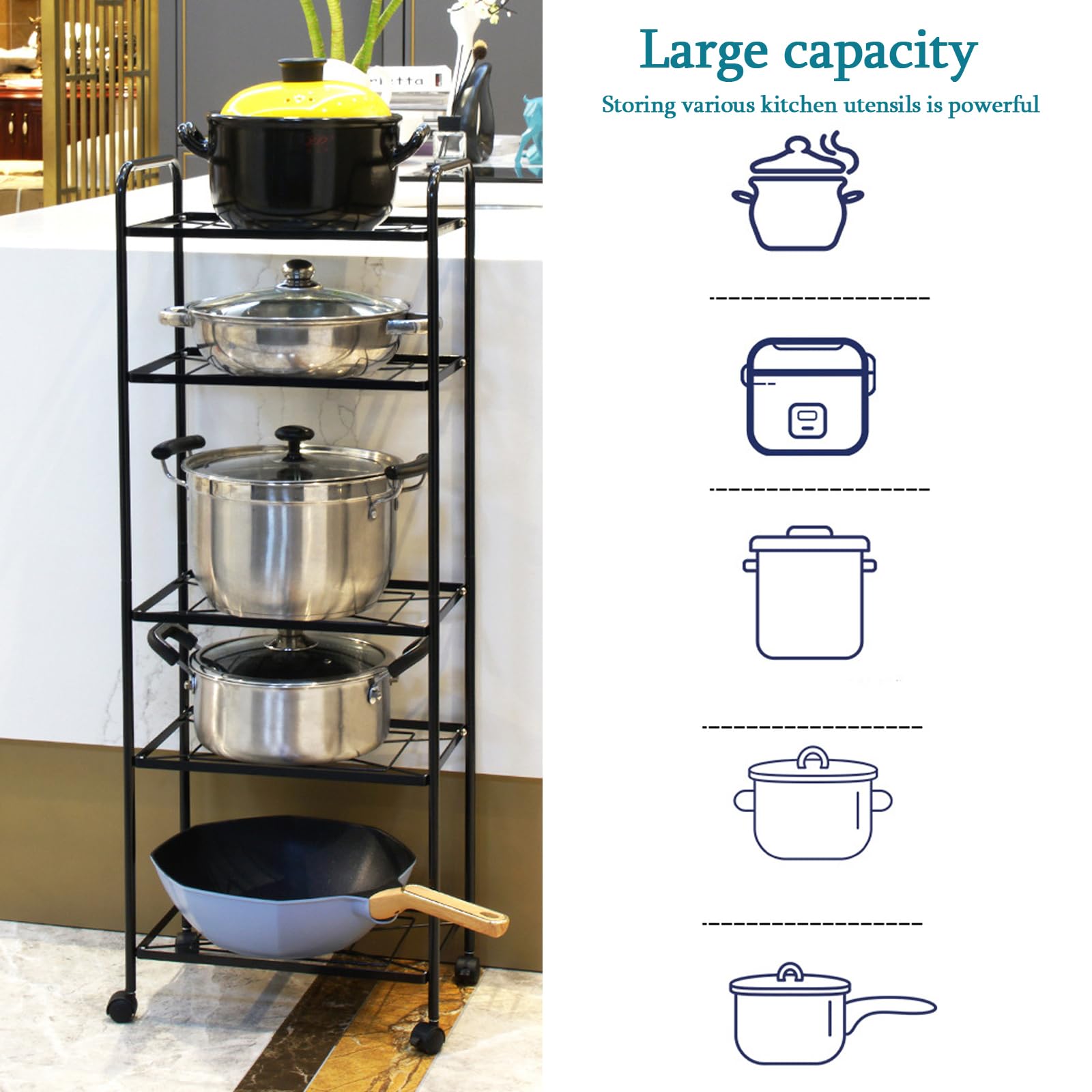 Organizer Pentole E Padelle Organizer Pan Organizer Rack Pot Rack Organizer Pentole E Padelle Conservazione Pot Pan Organizer,3 Tier