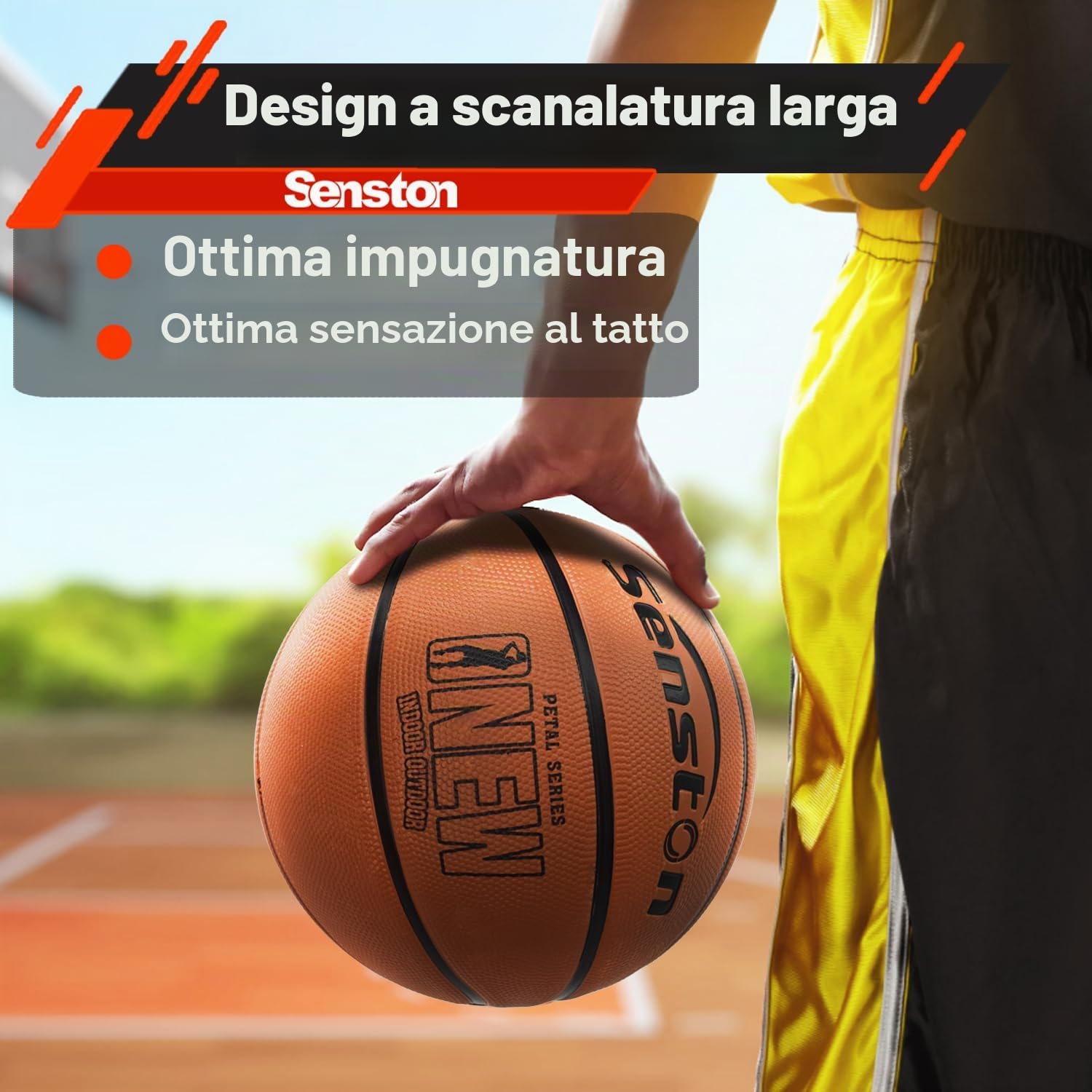 Senston Pallone da basket misura 7, con pompa, per esterni, antiscivolo e ottima presa