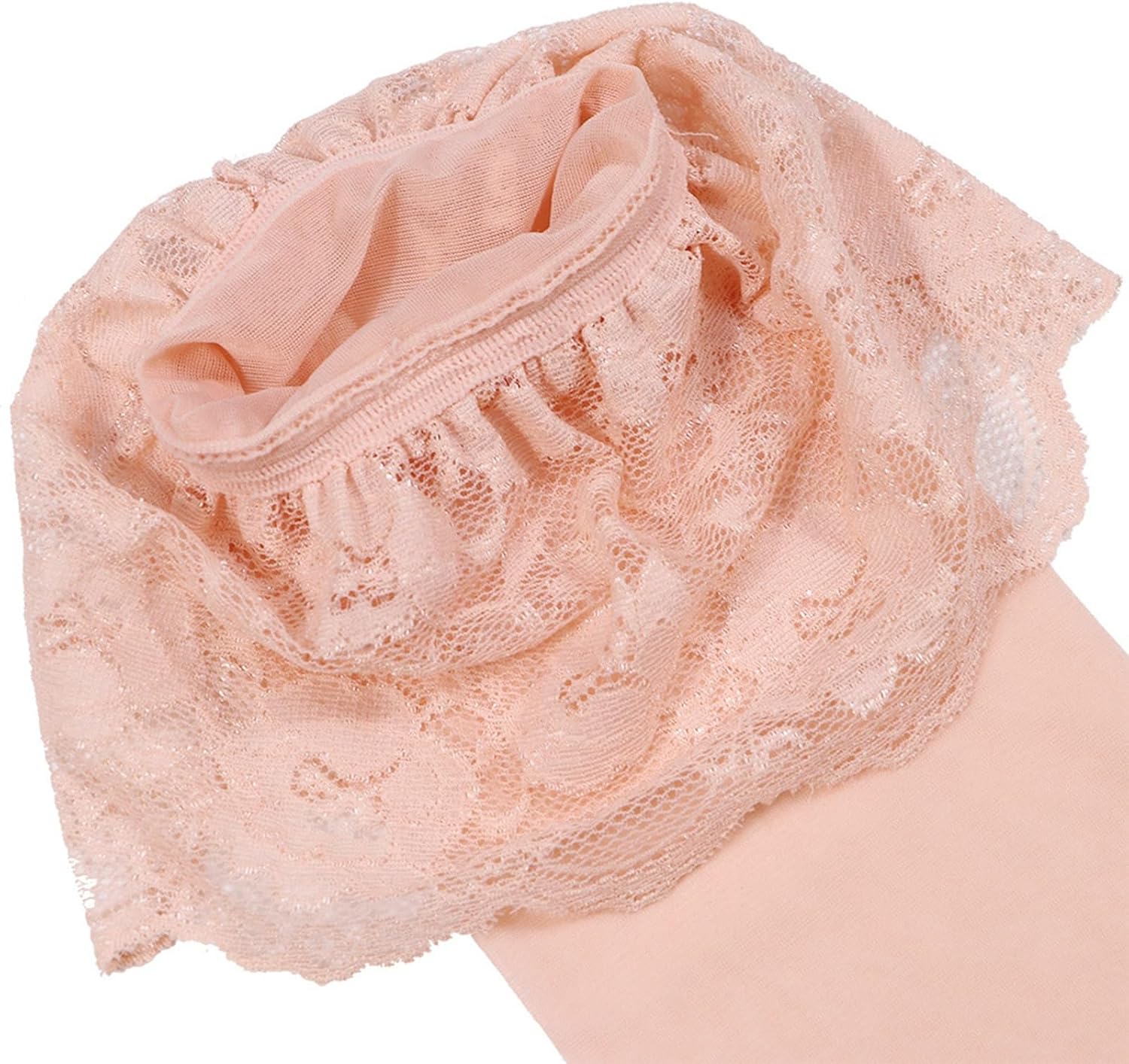 Sexy Lace Garter Belt Stockings Set Ultra Thin Sheer Thigh High Stockings with Straps and Clips Stretchable Pantyhose Alternative for Women(Pink,X-Large)