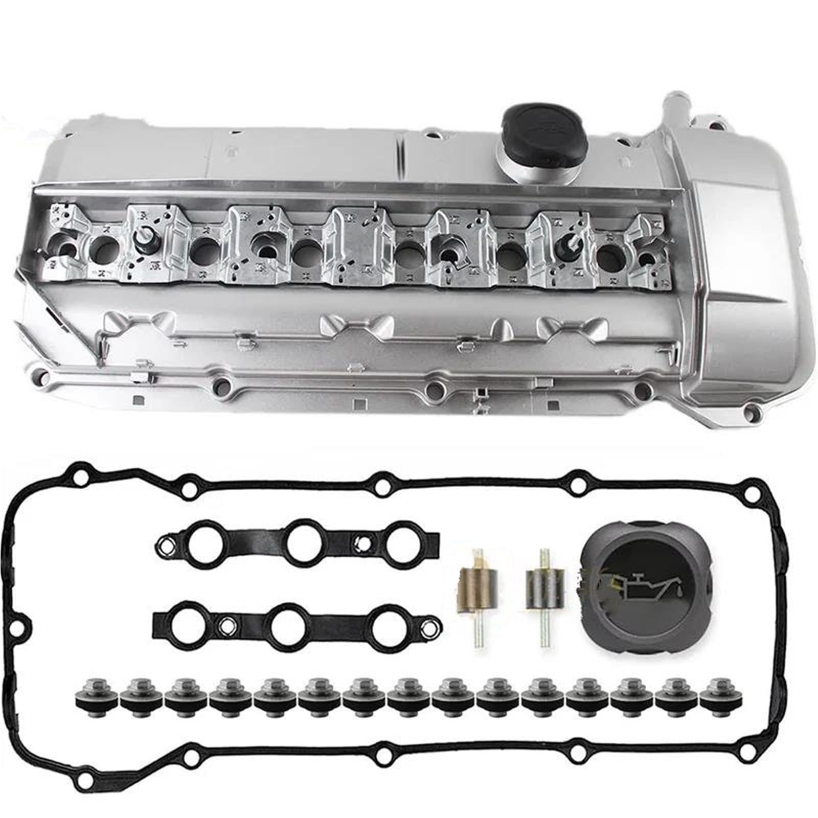 Coperchio Valvola Motore Coperchio Valvola In Alluminio Per BMW Per M52 Per M54 E46 E39 X5 525i 528i 530i Z3 323Ci 2.5L 2.8L 3.0L Kit Con Guarnizioni E Bulloni coperchio punterie