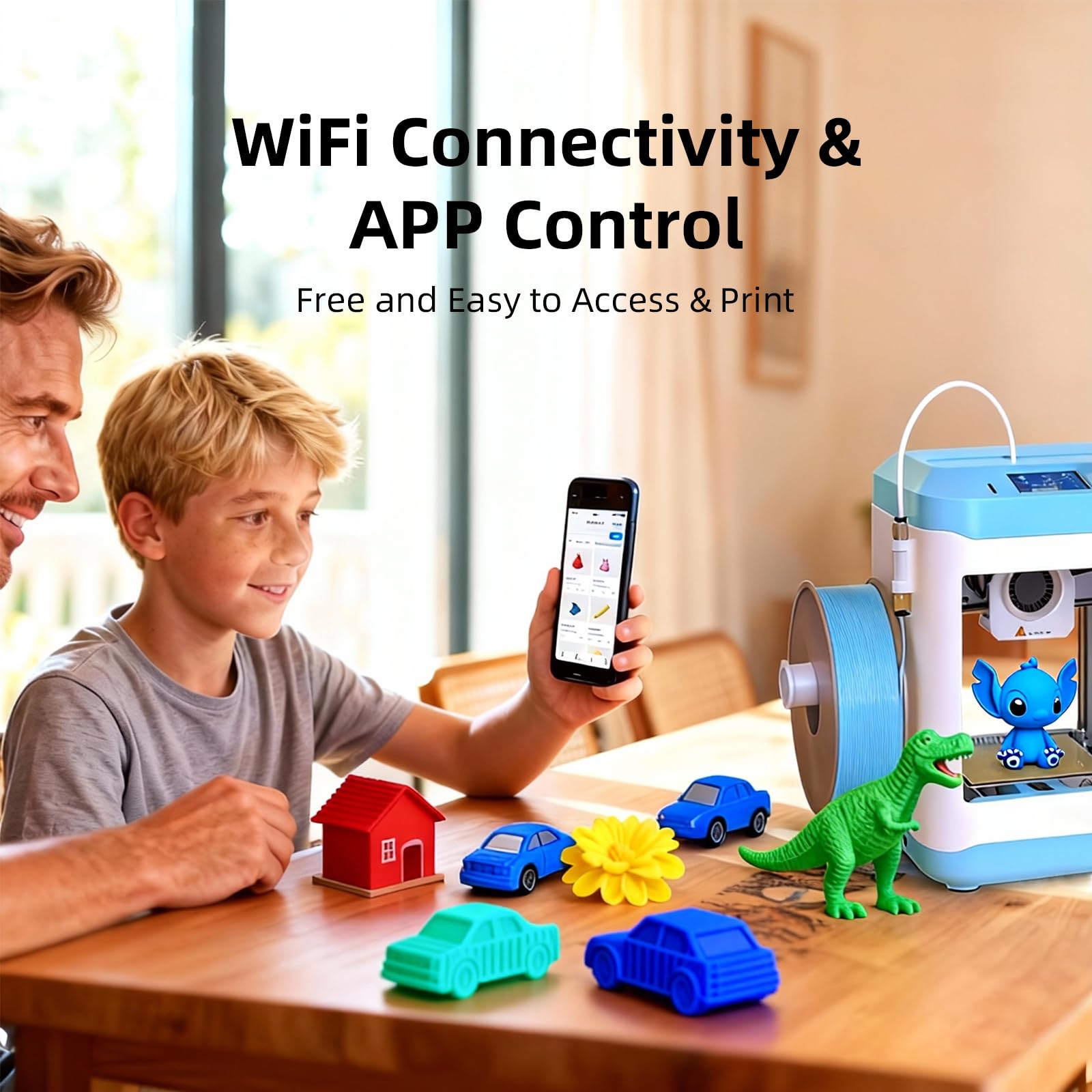 GIANTARM GEEETECH M1S Stampante 3D Wi-Fi, controllo intelligente e display a colori. Mini stampante 3D per principianti, estrusore ad azionamento diretto, velocità di stampa più veloce di 250 mm/s.