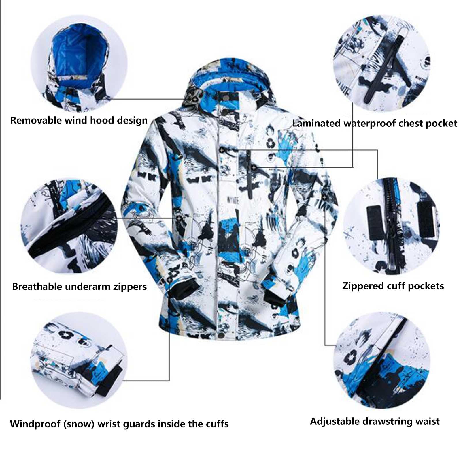 Generico Donna e Uomo Tuta da Sci da E Pantaloni Set Tuta da Neve Isolata Antivento Cappotto da Neve Invernale Caldo per Snowboard Tuta Neve Tuta da Neve Uomo Completa