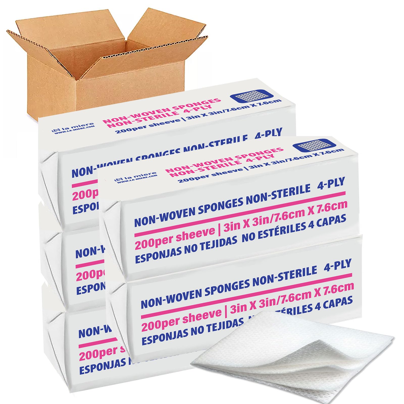 4"x4" 200 Pack Non-Woven Sponges 4-Ply Medical Sponges Non-Sterile — Amazon image 22