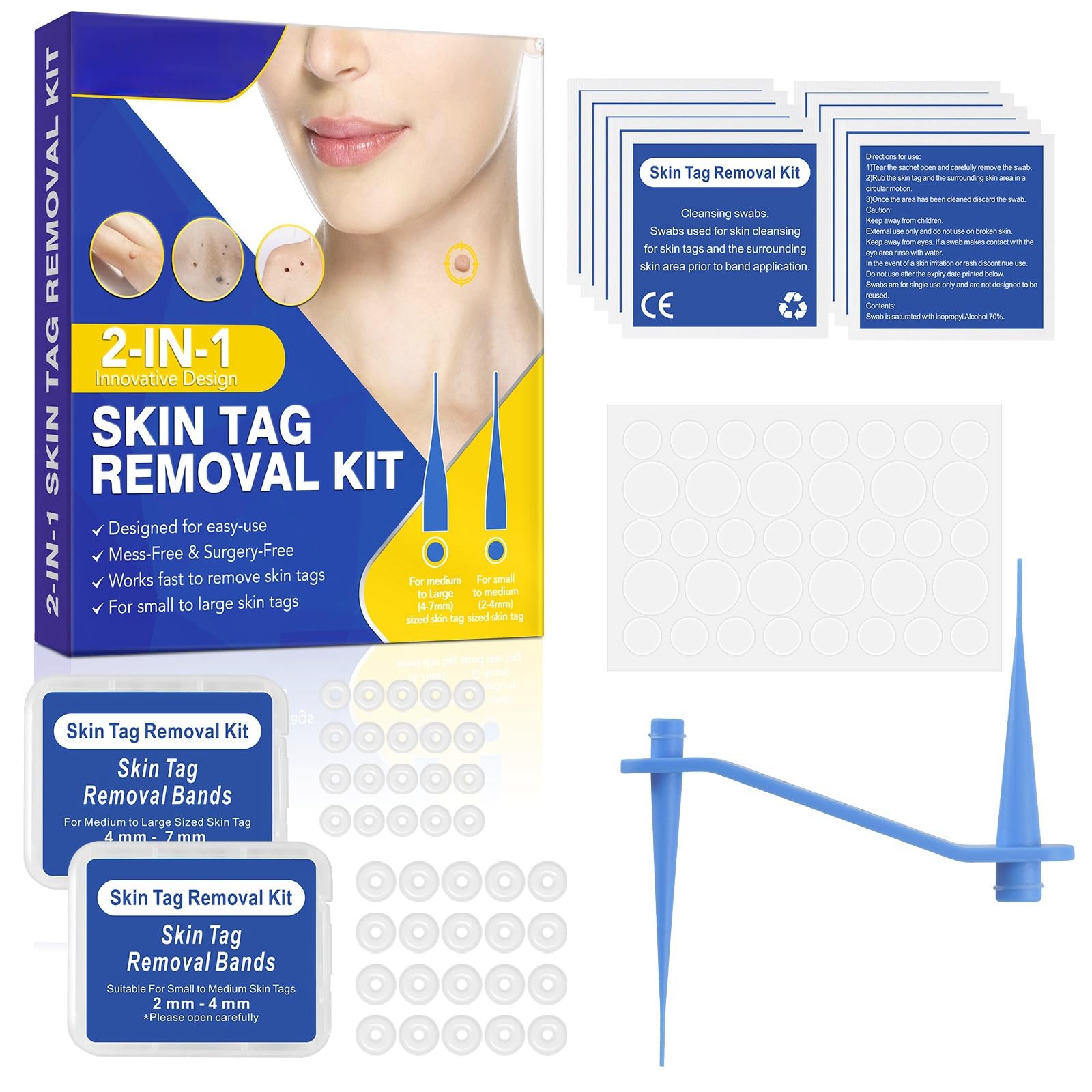 Skin Tag Removal Kit Wart Removal Suitable For Small to Large Skin Tags, Easy-To-Use Tools, Works Fast to Eliminate Skin Tags, Precise and Targeted Removal, Promotes Smooth and Clear Skin