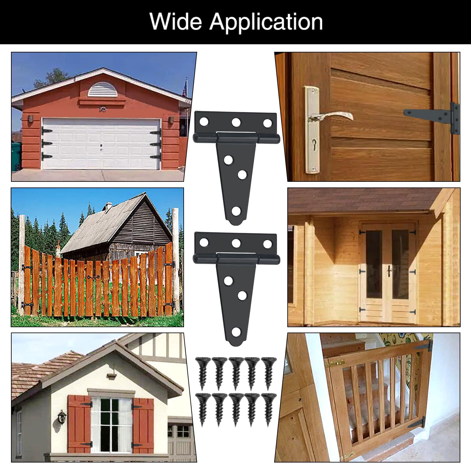 Cerniere A T YIXISI - 4 Pezzi 50mm Per Porte Finestre, Con Viti, Nero, Metallo Resistente - Foto 4