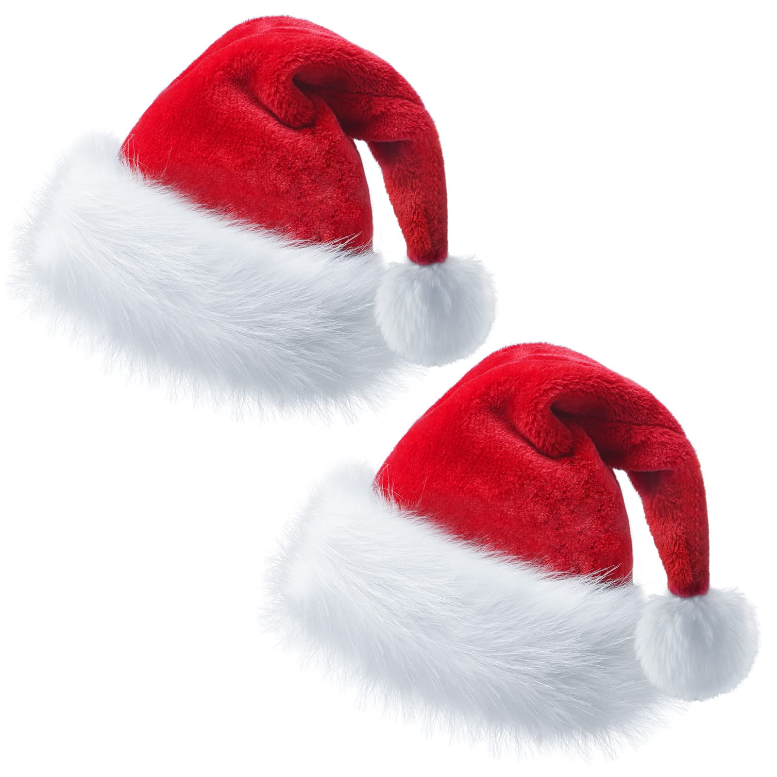 Christmas Hat, Santa Hats for Adults & Kids Red Velvet Comfort Extra Thicken Holiday Xmas Hat for New Year Festive Party
