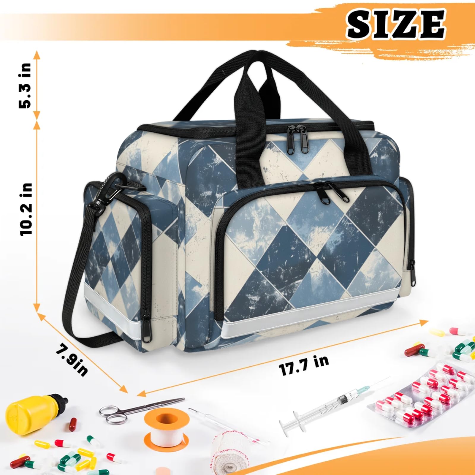 GzLeyigou First Aid Bags Empty, Retro Aztec Emergency Bag First Aid Kit Multiple Compartment Kit Carrier On Call Trauma Bag For Paramedics Emergency Medical Supplies Kit