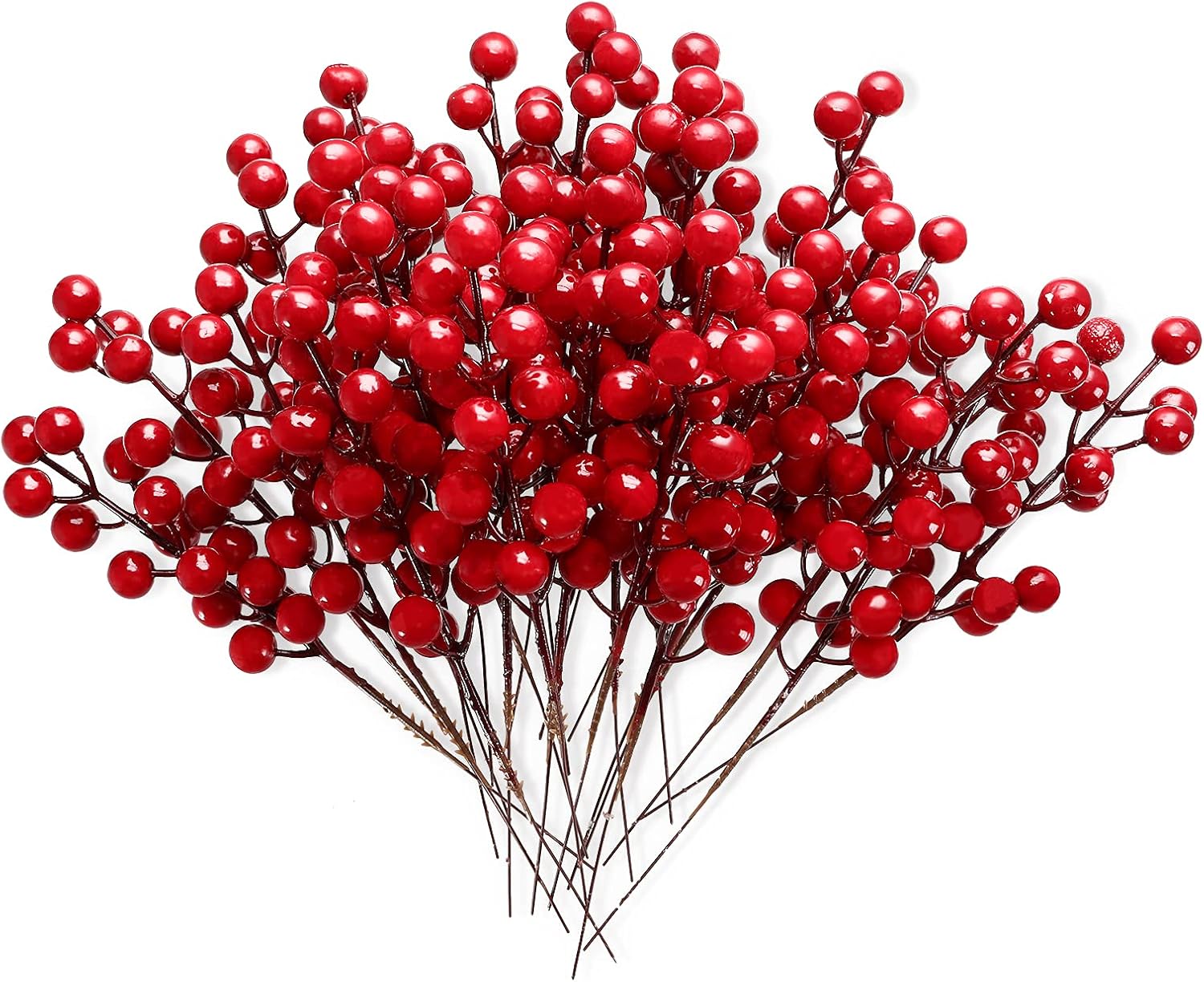 GWHOLE 30 PCS Red Berry Stems for Christmas Tree Vase Fillers