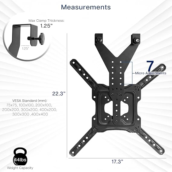VIVO TV Hanger Bracket for 24 to 55 inch Flat and Curved Screens, Light Weight Steel Design, Height Adjustable Cross Bar, Loft Bed, Thin Door TV Mount, Max VESA 400x400, Black, MOUNT-TV01LB
