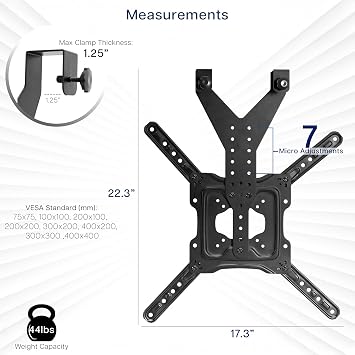 VIVO TV Hanger Bracket for 24 to 55 inch Flat and Curved Screens, Light Weight Steel Design, Height Adjustable Cross Bar, Loft Bed, Thin Door TV Mount, Max VESA 400x400, Black, MOUNT-TV01LB
