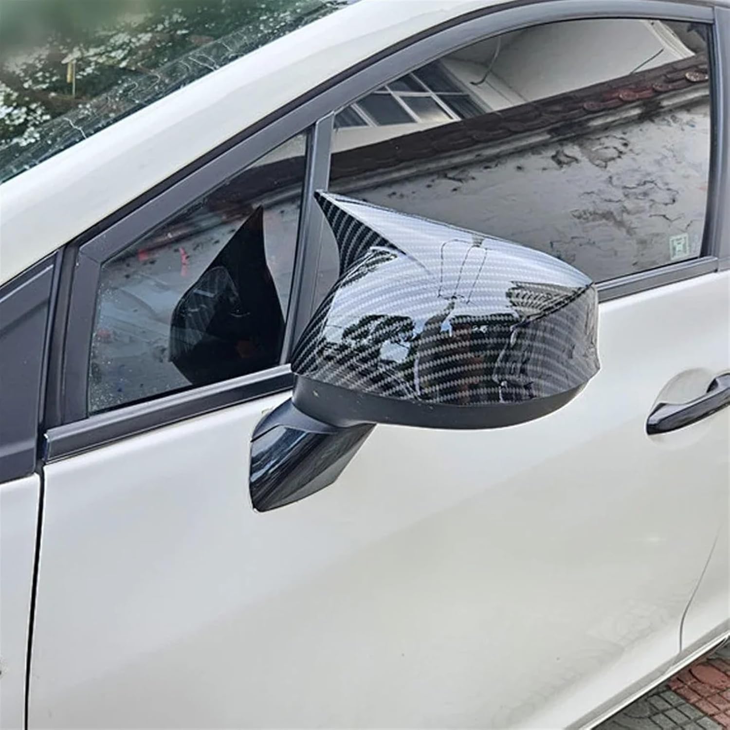 Compatible For CIVIC 2012 2013 2014 Car Rearview Side Mirror Cover Wing Cap Exterior Sticker Rear View Case Trim Carbon Fiber Black (Color : With Light Carbon)