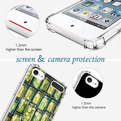 Miniatura 4 de Xioolia Transparent Phone Case Compatible with iPod Touch 567Shock-Absorbing Anti-Scratch Clear with Four Corner Bumper and Designer Jars of Pickled