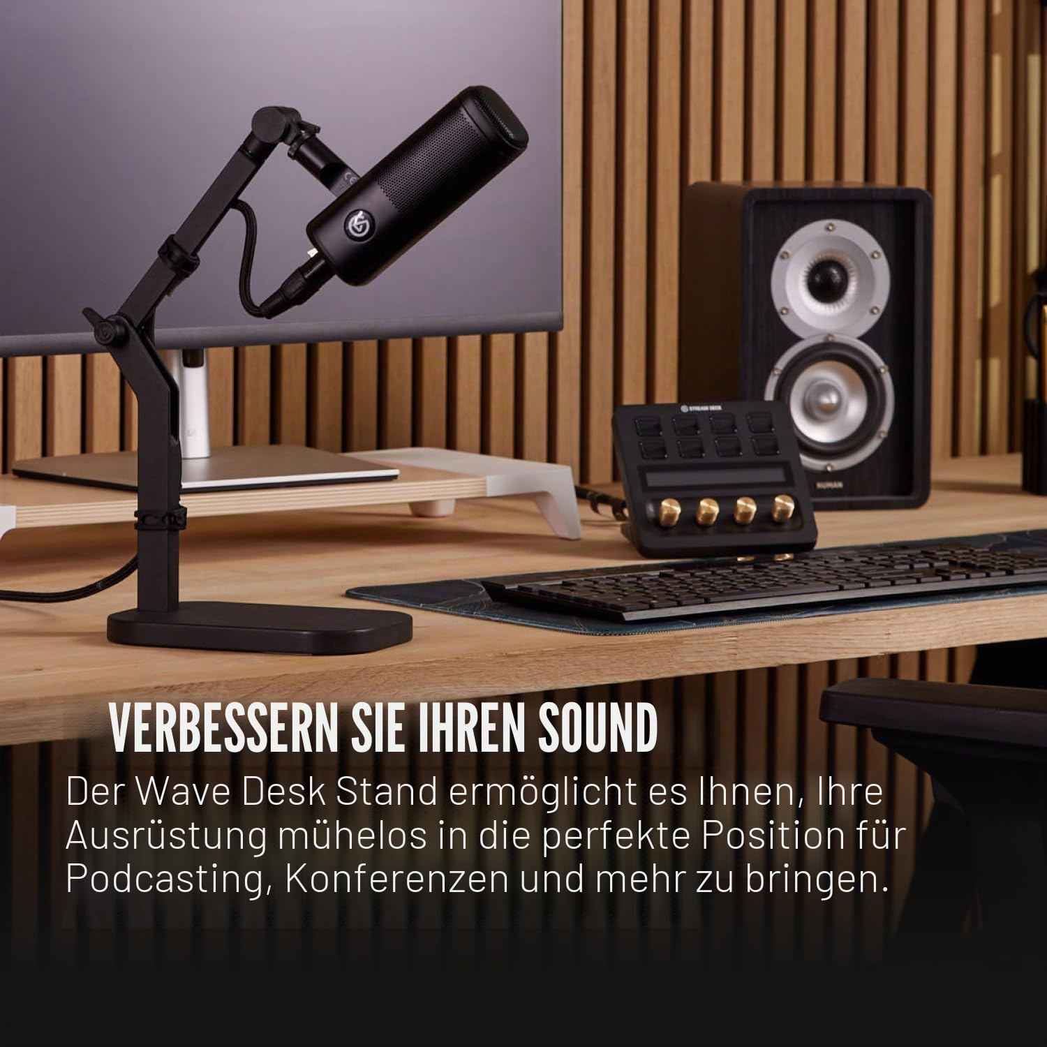 Elgato Wave Desk Stand, verstellbare Mikrofonhalterung | Drei Drehpunkte, trägt bis 1 kg, montiert Kamera, Licht oder Handy, Kabelbinder, Vollmetall