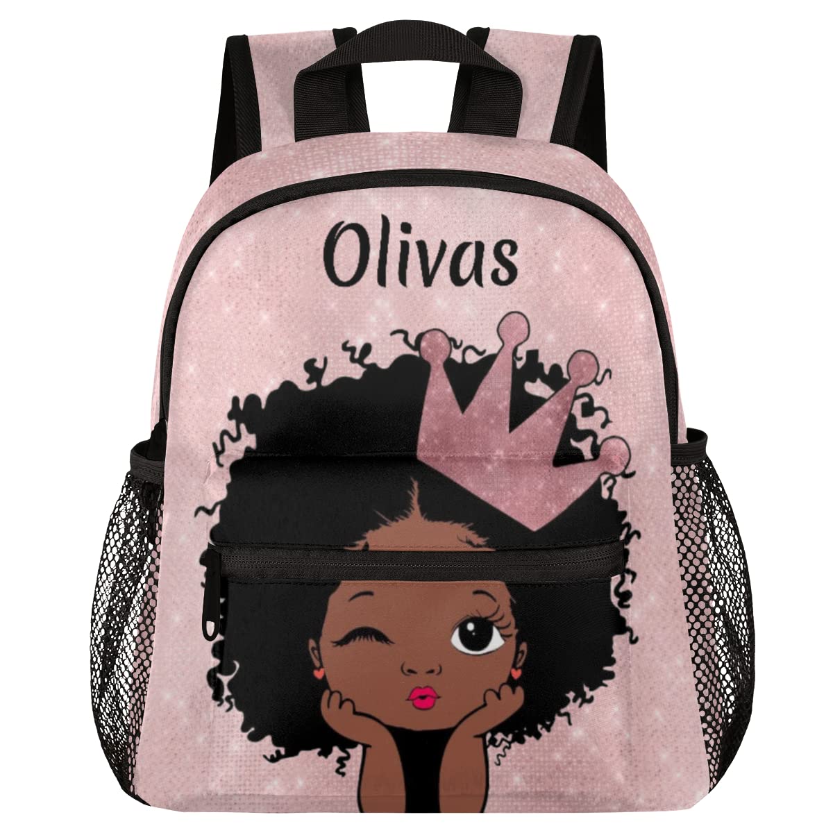RIRIX Custom Toddler Backpack Personalized Backpack, Customized Kids Backpack Afro Girl School Bag Bookbag