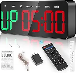 Samshow Temporizador de academia – Grande intervalo digital de ginástica para entusiastas de fitness | 6 modos de exibição relógio temporizador de academia para casa, academia, garagem, sala de estar