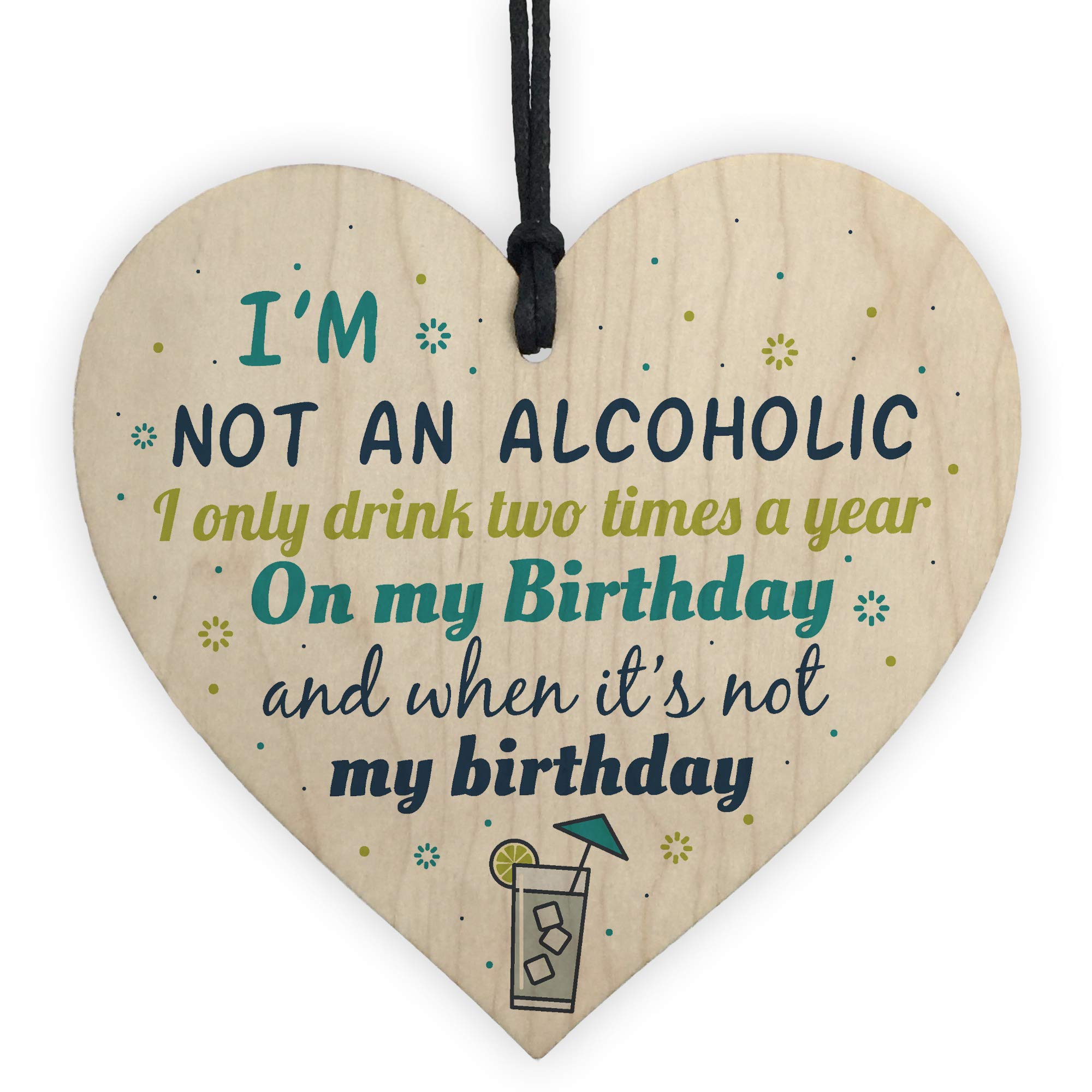 Red Ocean Novelty Alcohol Friendship Birthday Plaque Handmade Wooden Hanging Heart Sign Gin Vodka Gifts