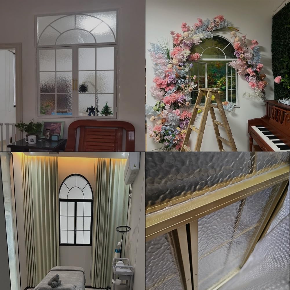 Ventanas Francesas De Hierro Forjado Con Arco Y Cristal, Ventanas Abatibles Curvas Empotradas Para Separar Ambientes, Ideales Para Comedor, Loft Y Dormitorio.(Blanco,70x100 cm)