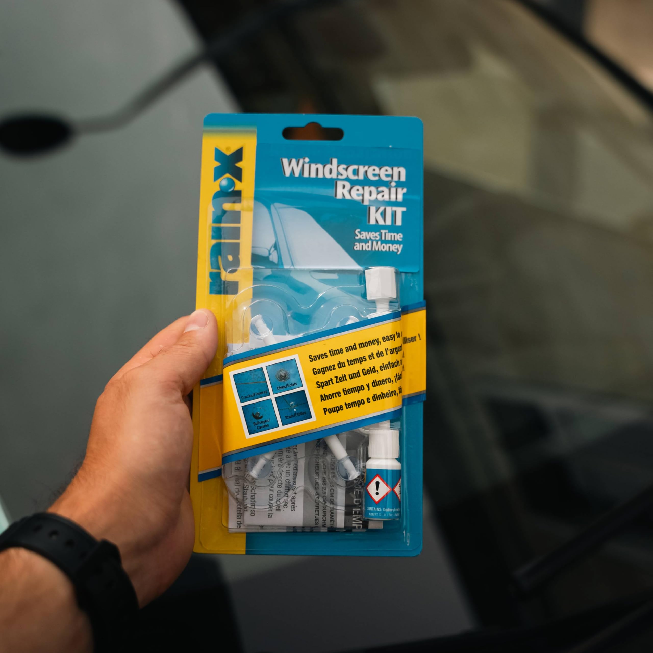 Rain-X Windschutzscheiben Reparaturset - Risse und Steinschläge Reparieren - Einfache Anwendung - Ultrafestes Harz für Langanhaltende Ergebnisse - Für Schäden bis 30 cm