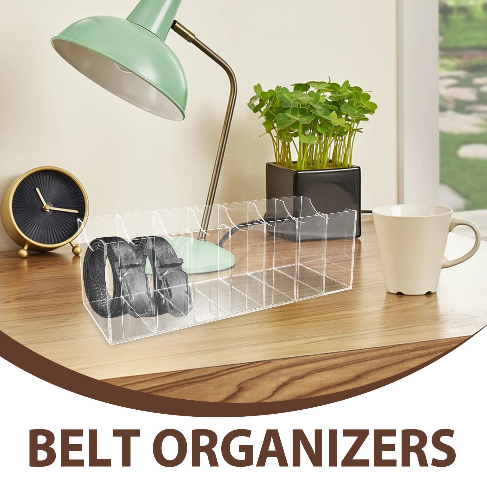 Gürtel Displayhalter aus Acryl Transparent 7 Fächer Platzsparend für Kleiderschrank und Schublade zur Aufbewahrung von Gürteln und Krawatten