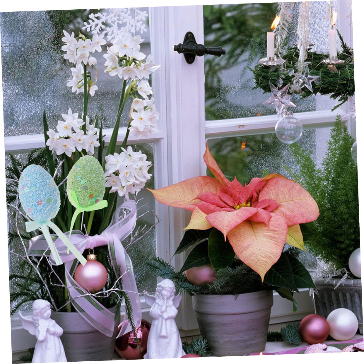 NUOBESTY 54pezzi Uova Pasquali Decorativa Decorazioni Per Scene Di Pasqua Accessori Per Feste e Addobbi Natalizi e Realistico Ottimo Per Uso Casa e Ufficio