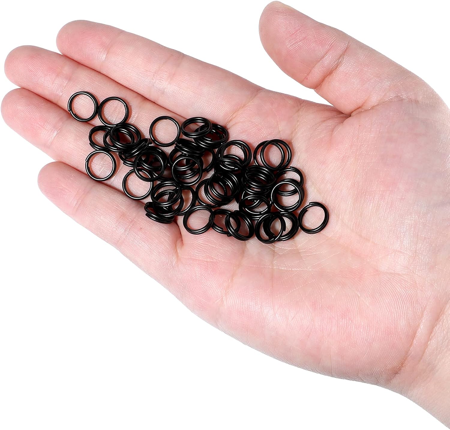 Hotop 50 Pieces Black Split Rings 10 mm Metal Round Key Rings Small Key Chain Rings for Keys Organization DIY Crafts Accessories
