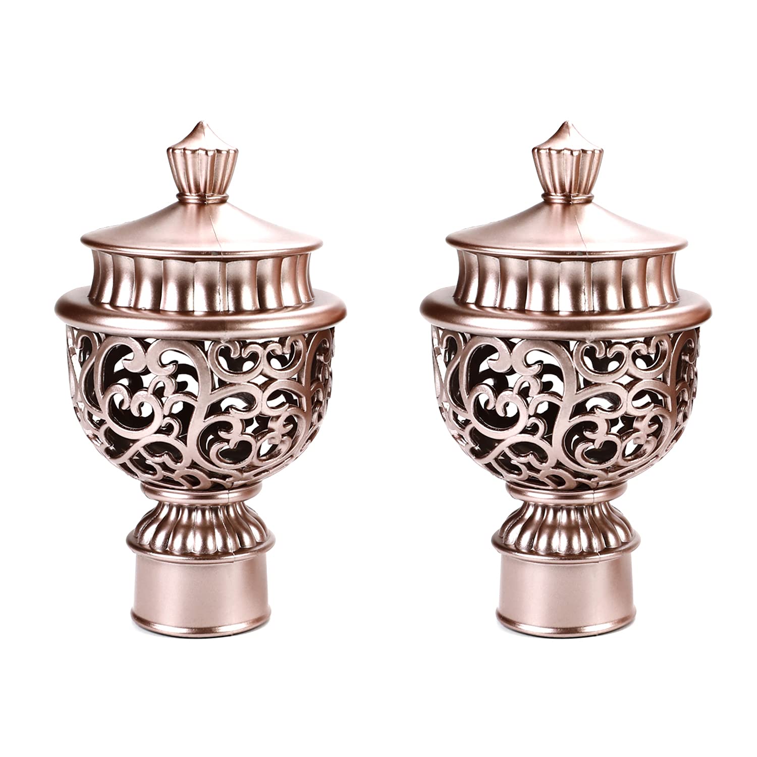 Yinpecly 2Pcs Curtain Rod Cap Finials Plastic Vintage for 1.1inch Dia Rod champagne gold