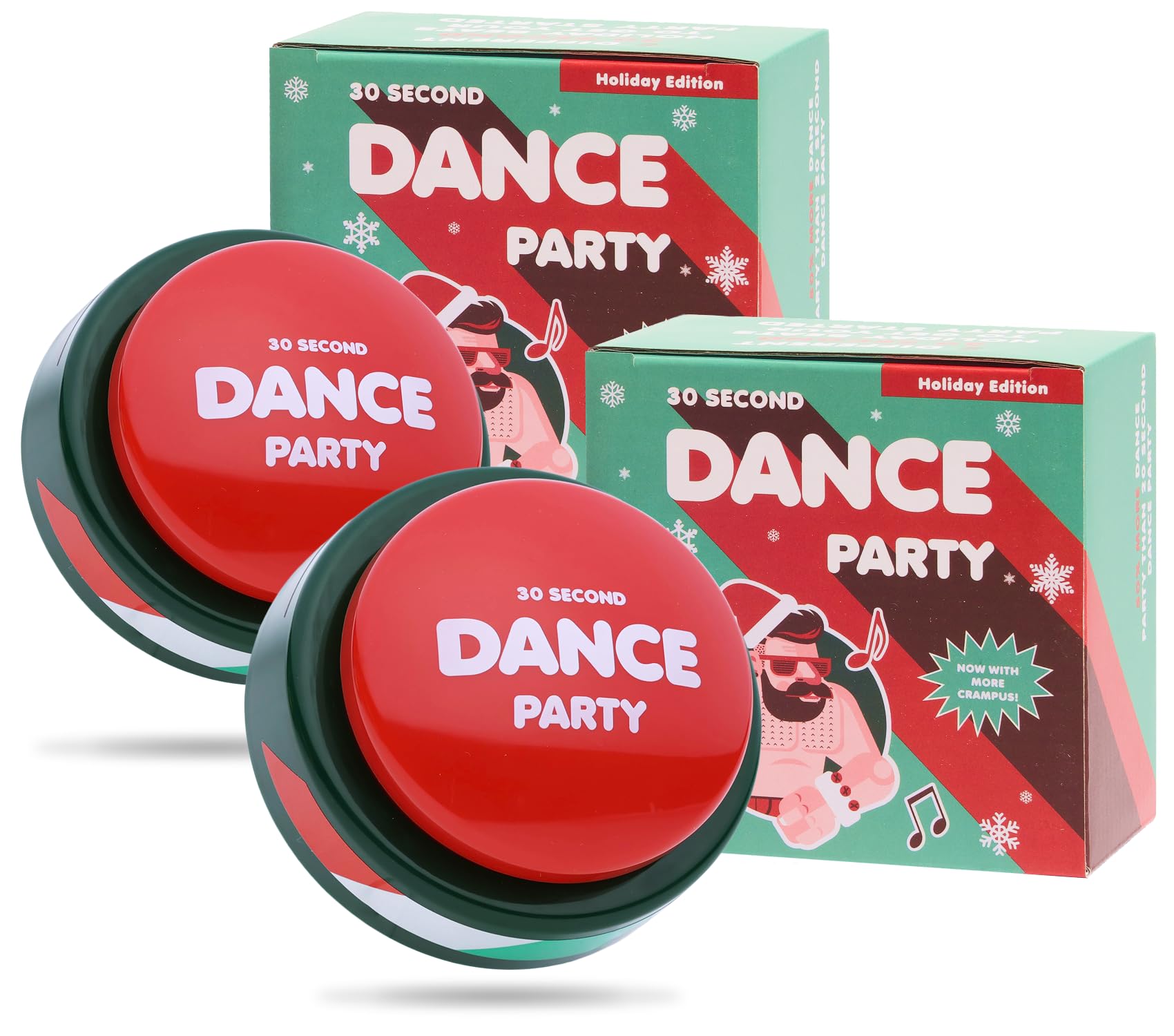 30 Second Dance Party Button - Holiday Edition - Light & Sound Toy - 2 Pack