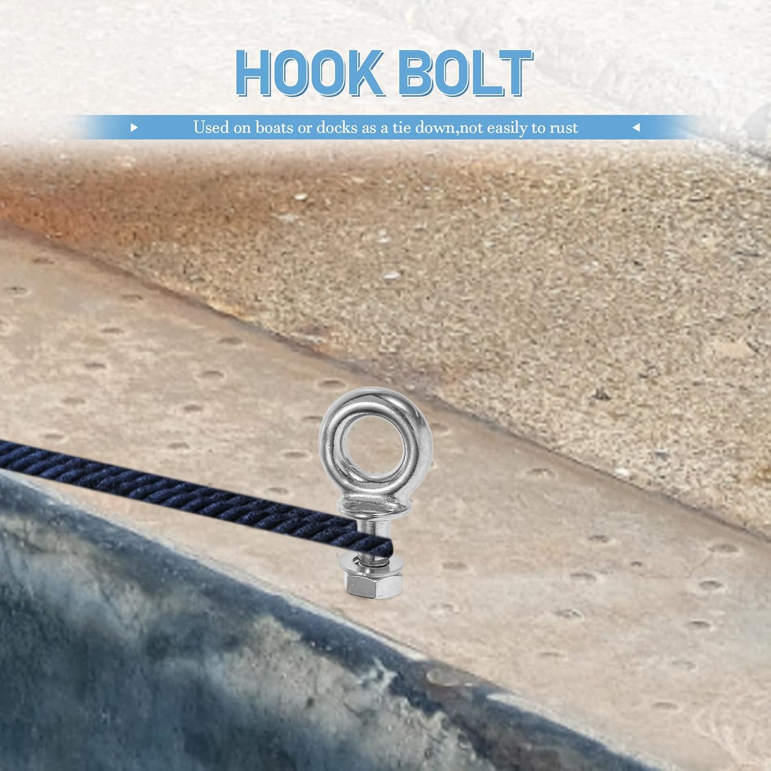 Lifting Eyebolt, Durable Stainless Steel Lifting Eye Bolts with Nuts Swing Eyebolts Ring Hook Bolt Screw Fasterners(As Shown)