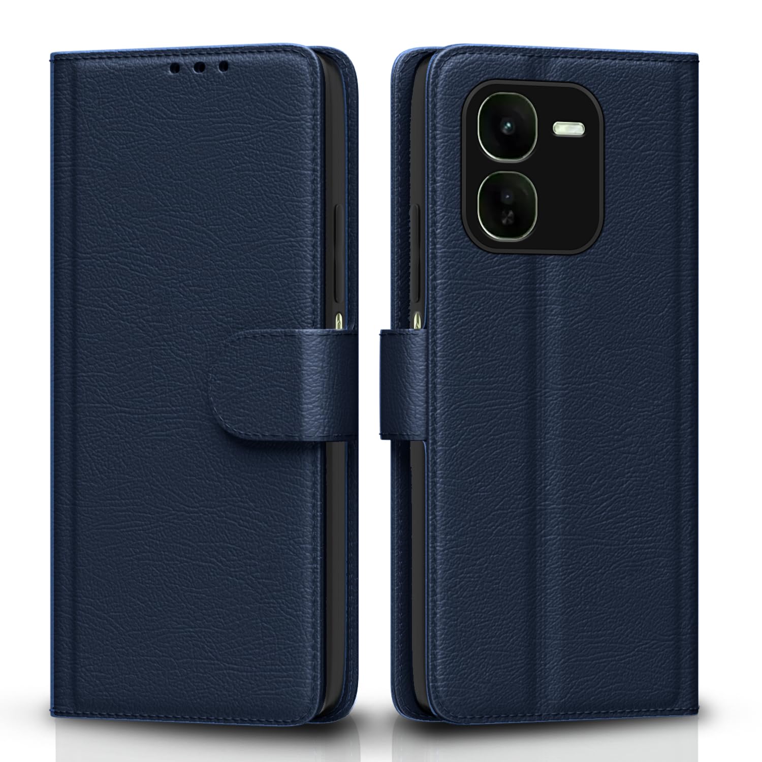 Pikkme IQOO Z9x 5G Flip Cover Leather Finish | Inside TPU with Card Pockets | Wallet Stand and Shock Proof | Complete Protection Flip Case (Blue)