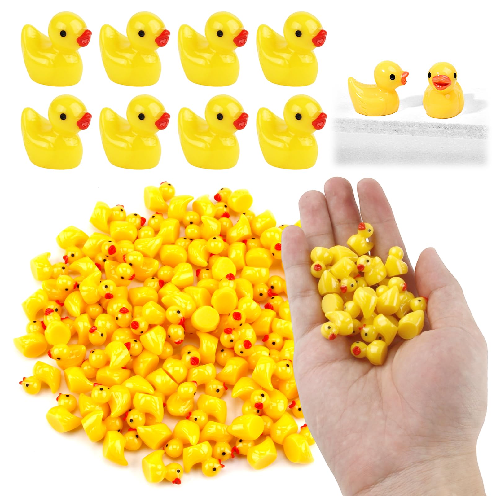 100 Pcs Mini Canards en Résine, Petits Canard Miniature Résine, Miniatures Figurines de Canard Mini Canard en Plastique Petit pour Le Bricolage pour Aquarium Jardin Bricolage Potting Paysage