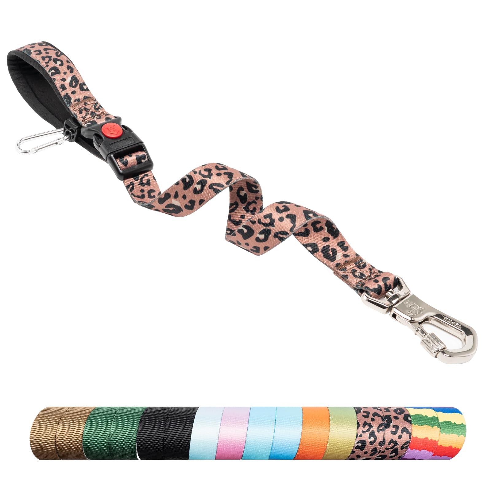 TSPRO Dog Training Leash with Sturdy Metal Buckle, 20 Inches Adjustable Short Leash for Large Dogs, Comfortable Padded Handle (Leopard Print)