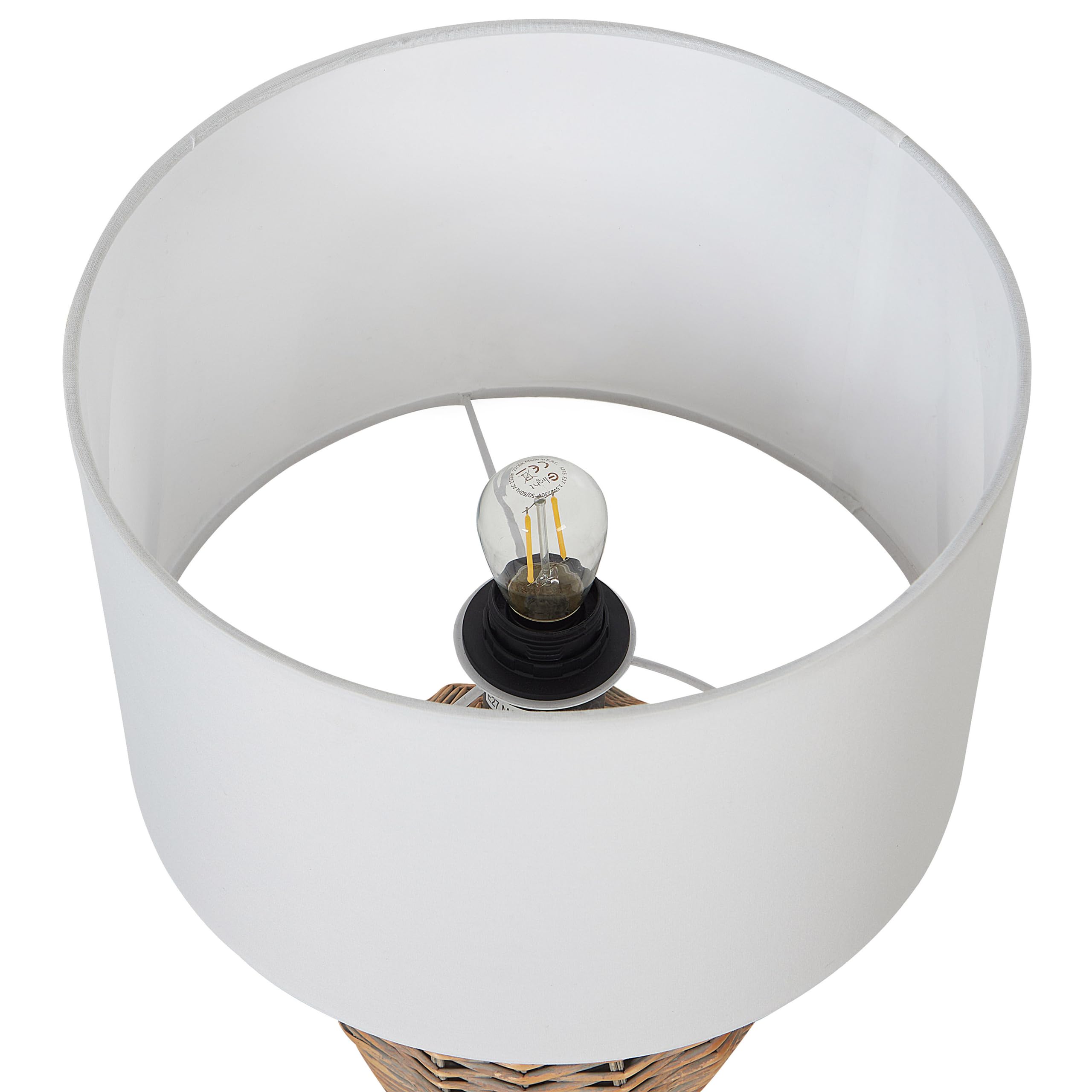 Beliani Tischlampe Rattan natürlich Vasenform mit Stoffschirm weiß Schalter Boho Furelos
