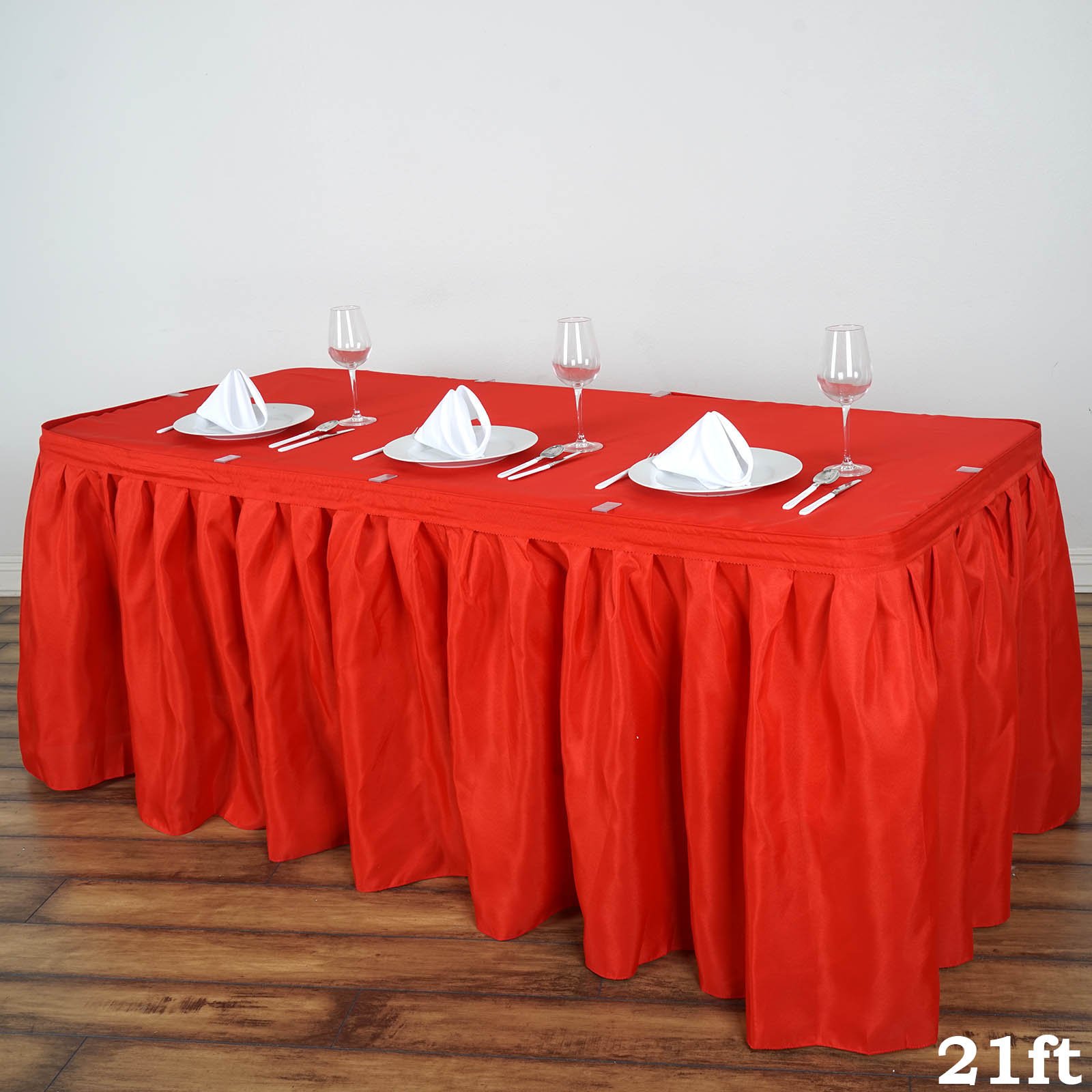 Patriotic Veterans Day 21 feet x 29 in Red Polyester Banquet Table Skirt 4th of July Party Events Kitchen Dining