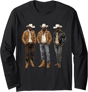 Black African American Cowboy Western Country Texas Rodeo Long Sleeve T-Shirt