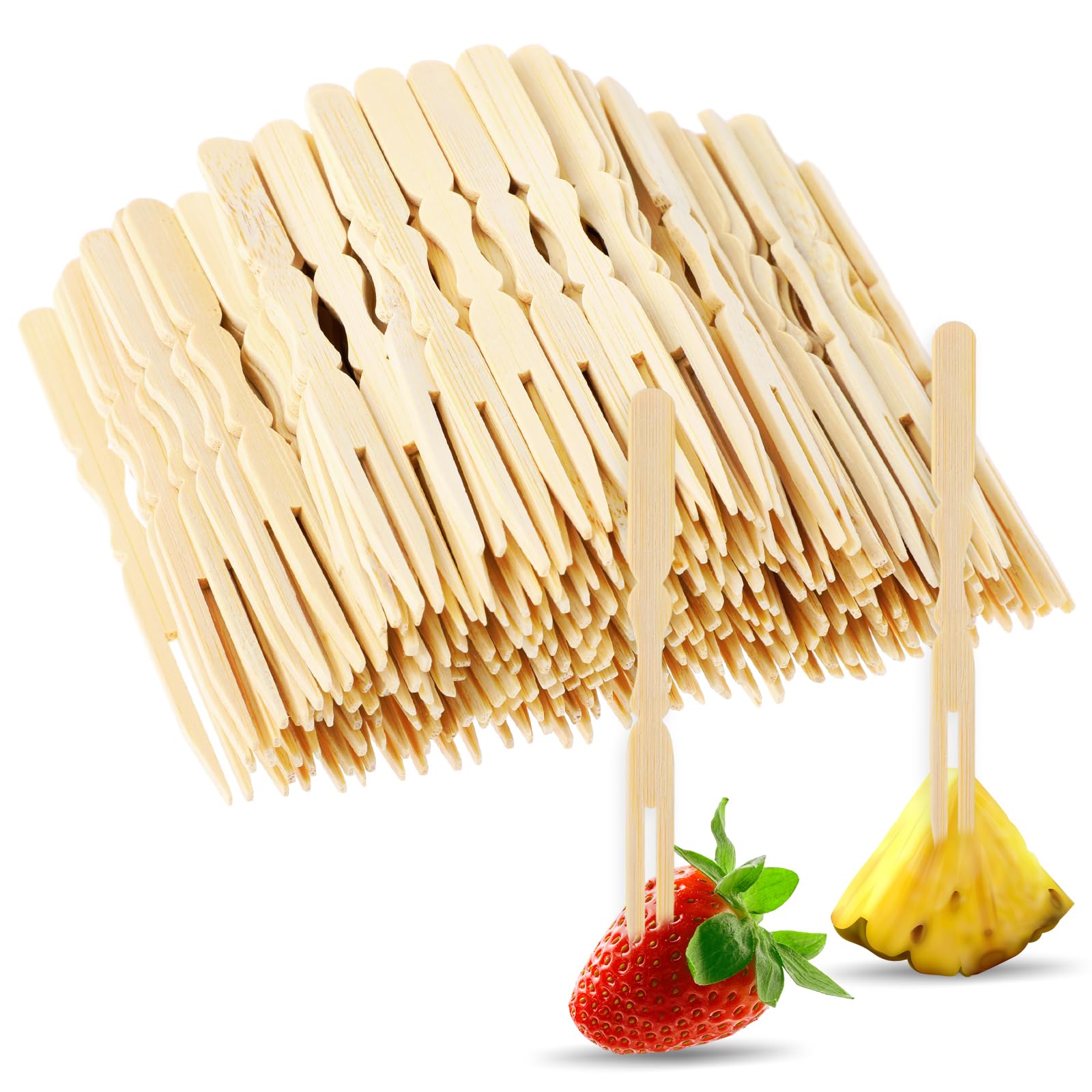 Grevosea 200 Pcs Mini Bamboo Forks, Bamboo Appetizer Forks, 3.5" Bamboo Fork Cocktail Forks Appetizer Forks for Charcuterie, Mini Forks for Appetizer Cocktail Fruit Pastry Dessert