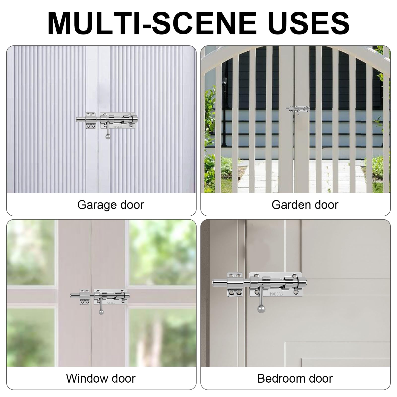 Slide Gate Latch Bolt Safety Door Lock with Padlock Hole 105MM Length, 16MM Dia Bar, Door Lock Bolts for Bathroom Toilet - Image 3