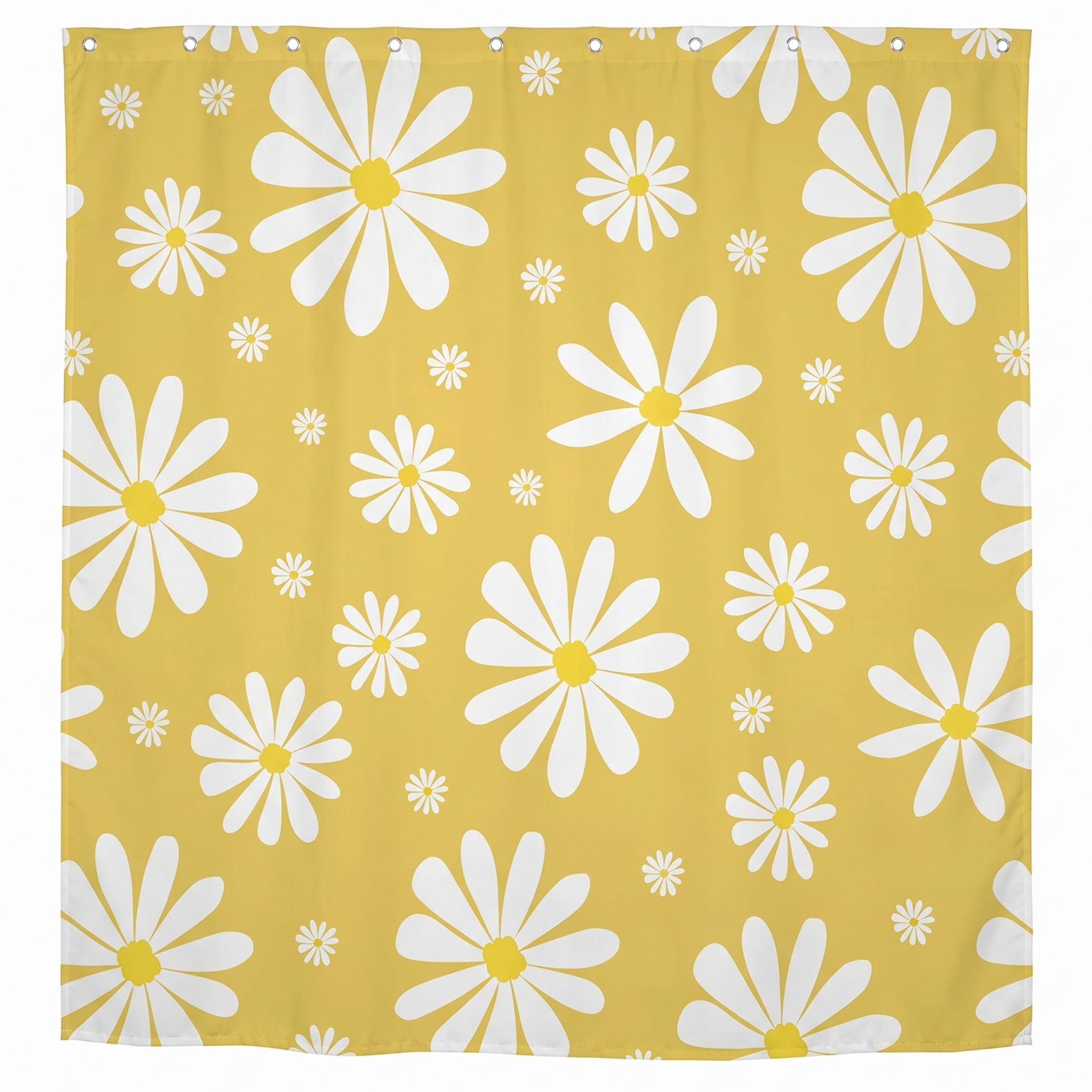 Rideau de douche à fleurs marguerite jaune rideaux esthétiques imperméables